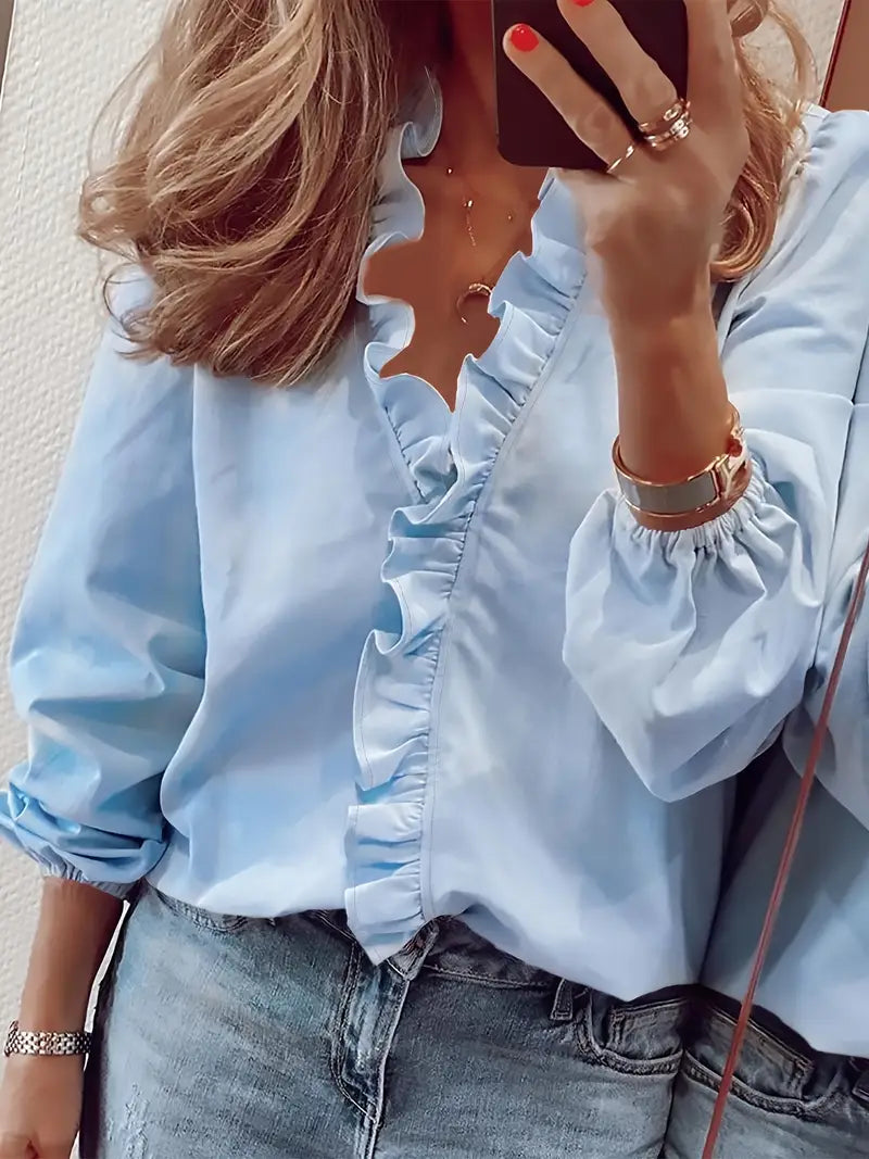 Chemise à Volants Femme | Élégante & Confortable | Coupe Flatteuse pour Bureau et Sorties