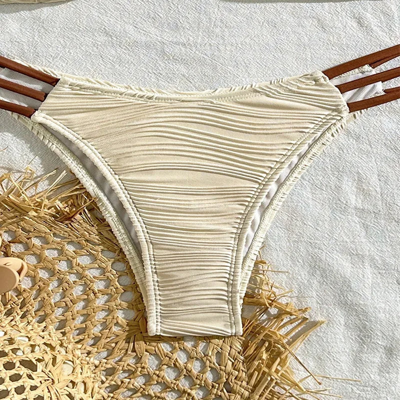 Bikini Boho Ibiza Femme | Design Tendance & Séchage Rapide | Coupe Flatteuse, Ivoire & Brun