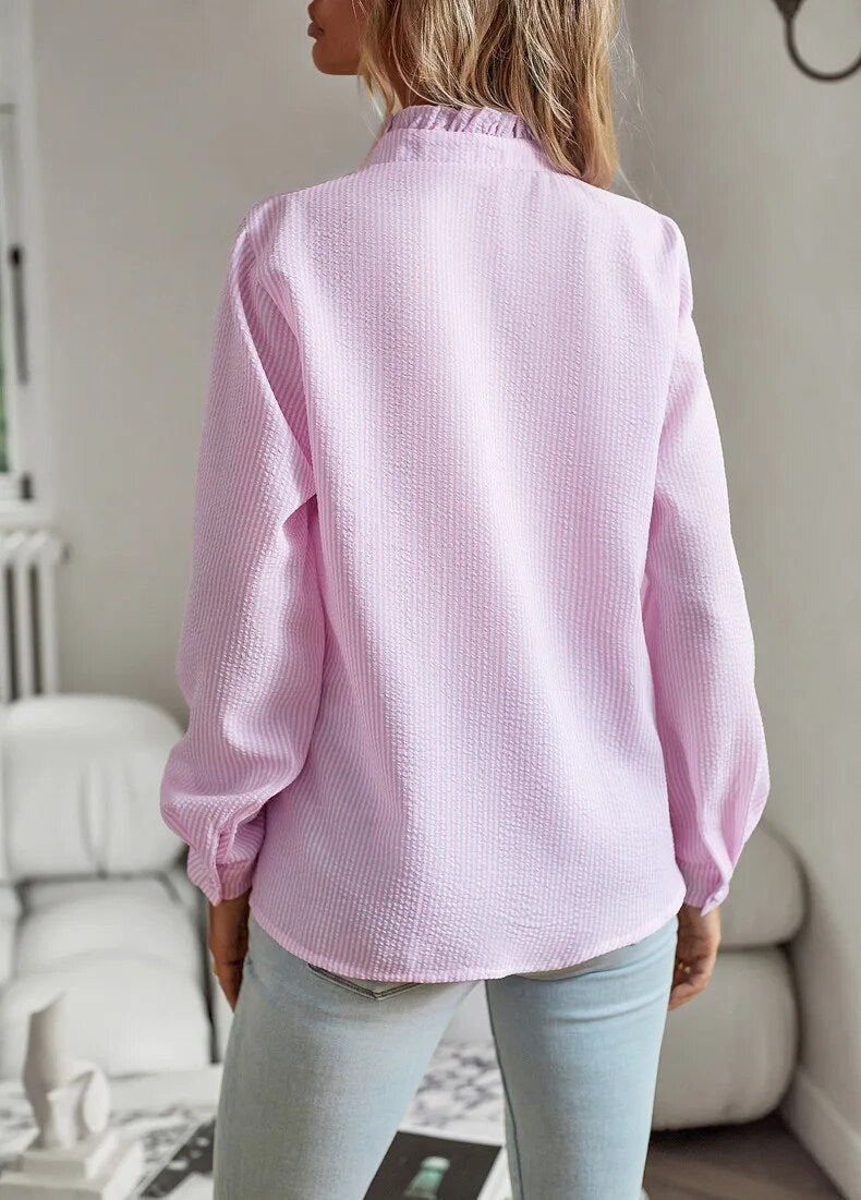 Chemise à Volants Femme | Élégante & Féminine | Coupe Flatteuse pour Bureau ou Sorties