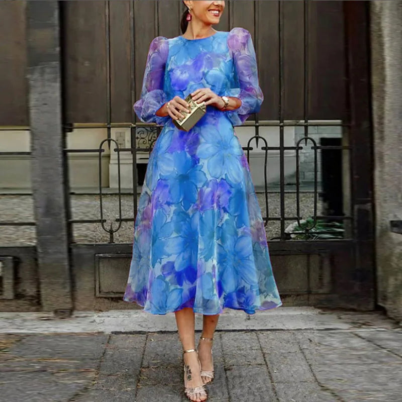 Robe Aria imprimé fleuri midi — vue 2