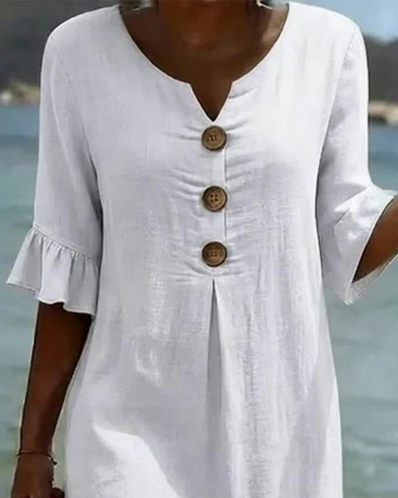 Robe Beatrix coton lin à boutons — vue 3
