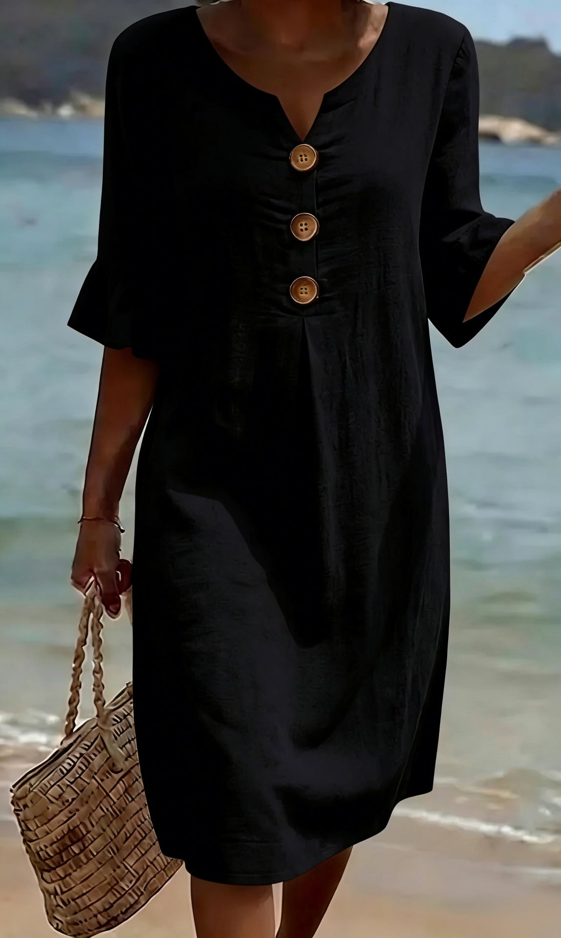 Robe Beatrix coton lin à boutons — vue 7
