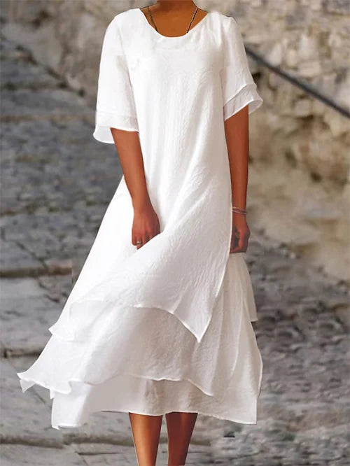 Robe midi coton lin double épaisseur — vue 1