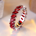 Bague Femme à Pierre Brillante Rouge