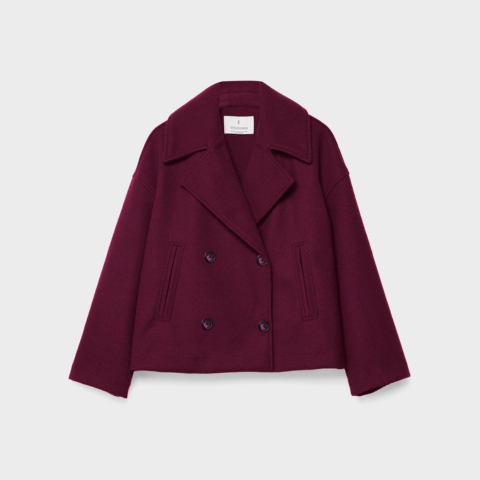 Manteau court à double boutonnage pour femme