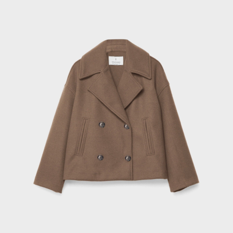 Manteau court à double boutonnage pour femme