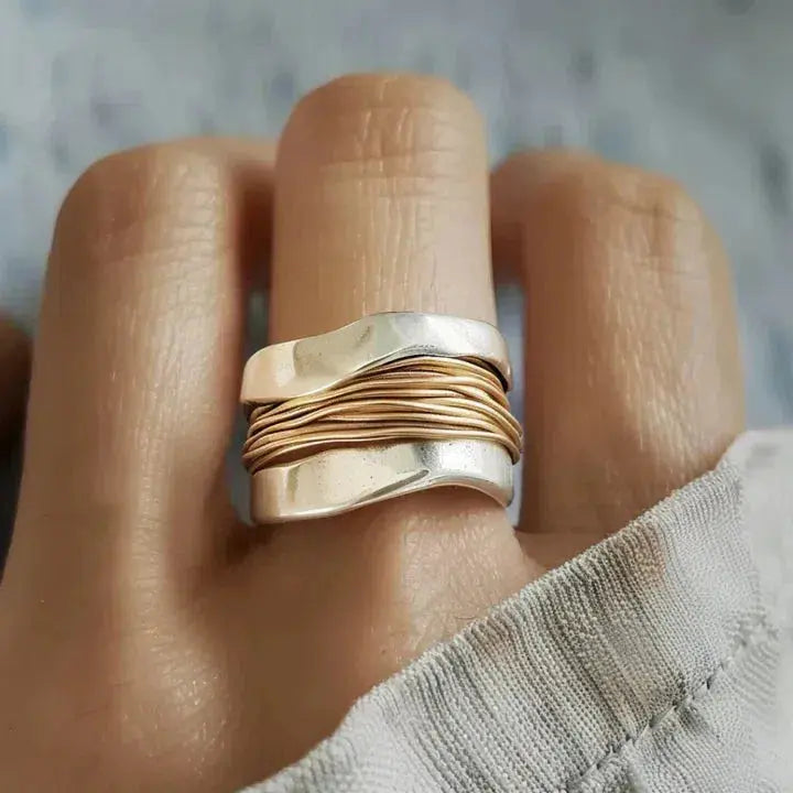 Bague Femme à Pierre Décorative à Fils Croisés