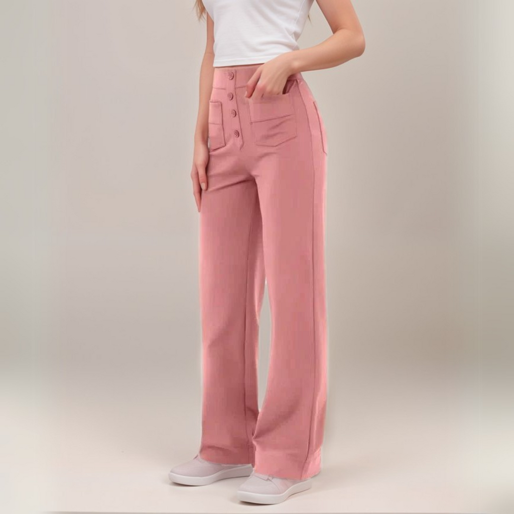 Pantalon Élastique Femme | Taille Haute & Confortable | Coton Bio Respirant avec Poches