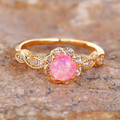 Bague Femme à Pierre Ovale aux Reflets Colorés Rose