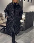Manteau matelassé long beige coupe droite