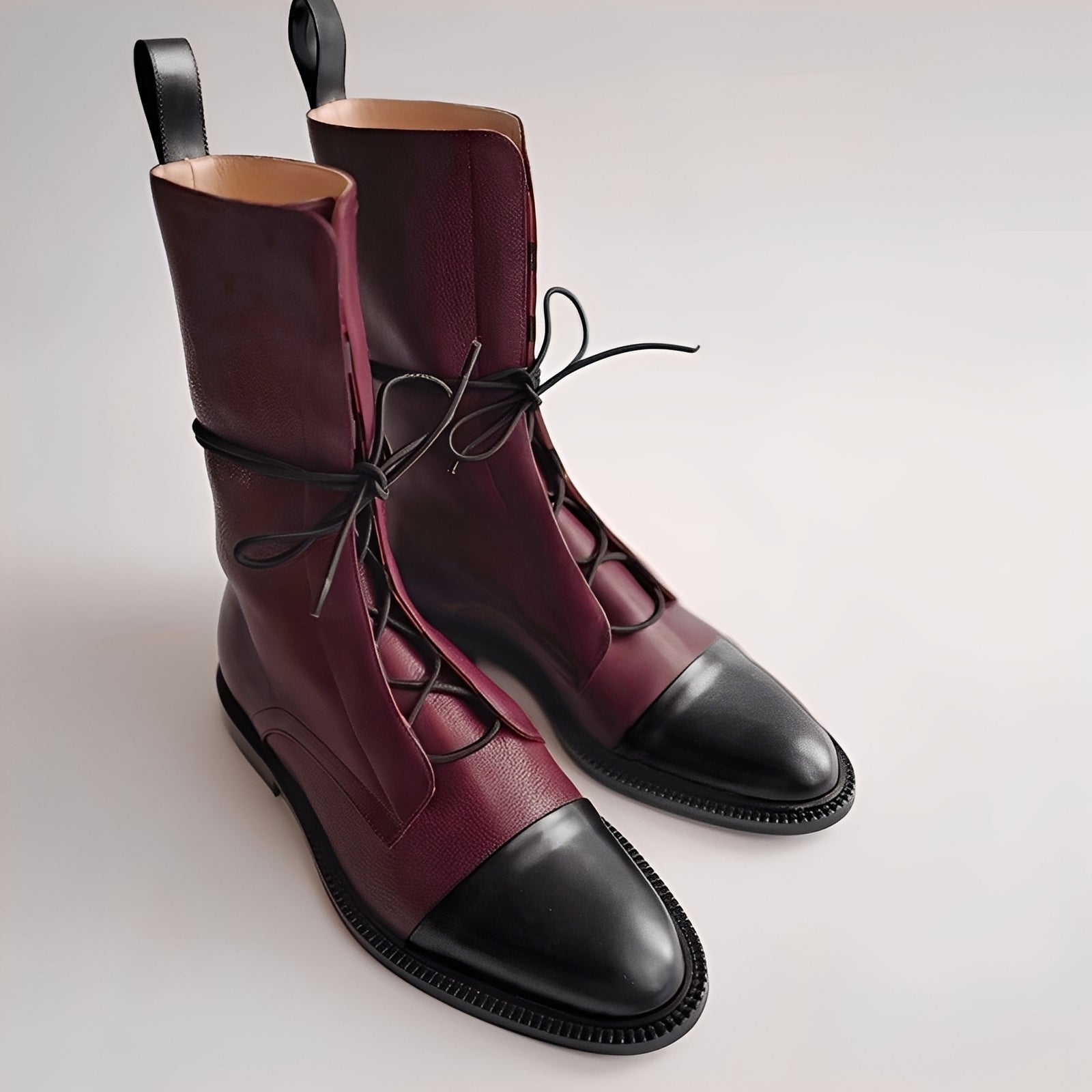 Bottes Femme à Lacets en Cuir | Bout Verni Élégant