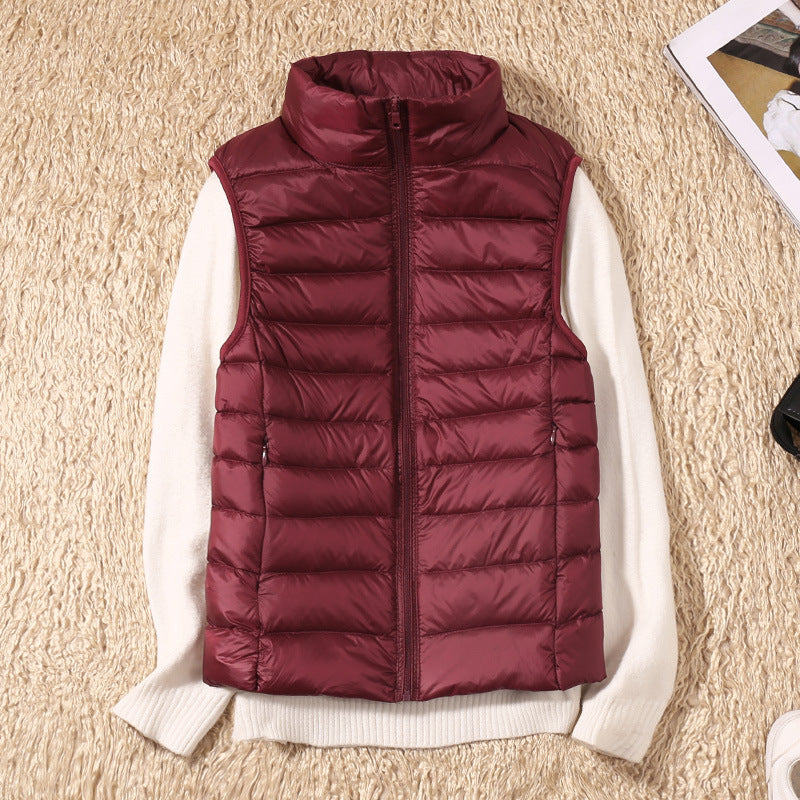 Gilet matelassé léger sans manches col montant zippé