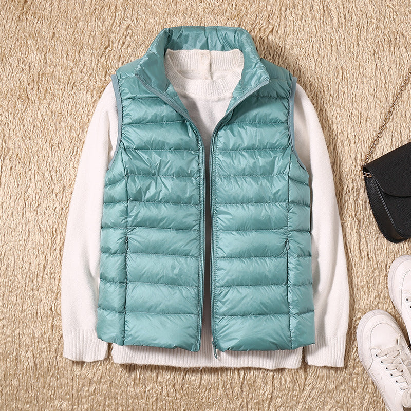 Gilet matelassé léger sans manches col montant zippé