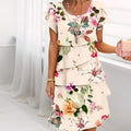 Robe à imprimé floral fluide pour femmes | Occasion élégante | Jupe superposée
