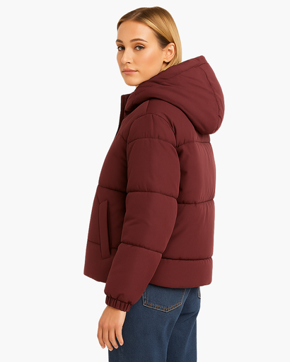 Doudoune Femme Matelassée Courte avec Capuche – Veste Chaude & Confortable