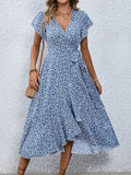 Robe Midi Croisée | Look Estival | Imprimé Floral et Manches Courtes