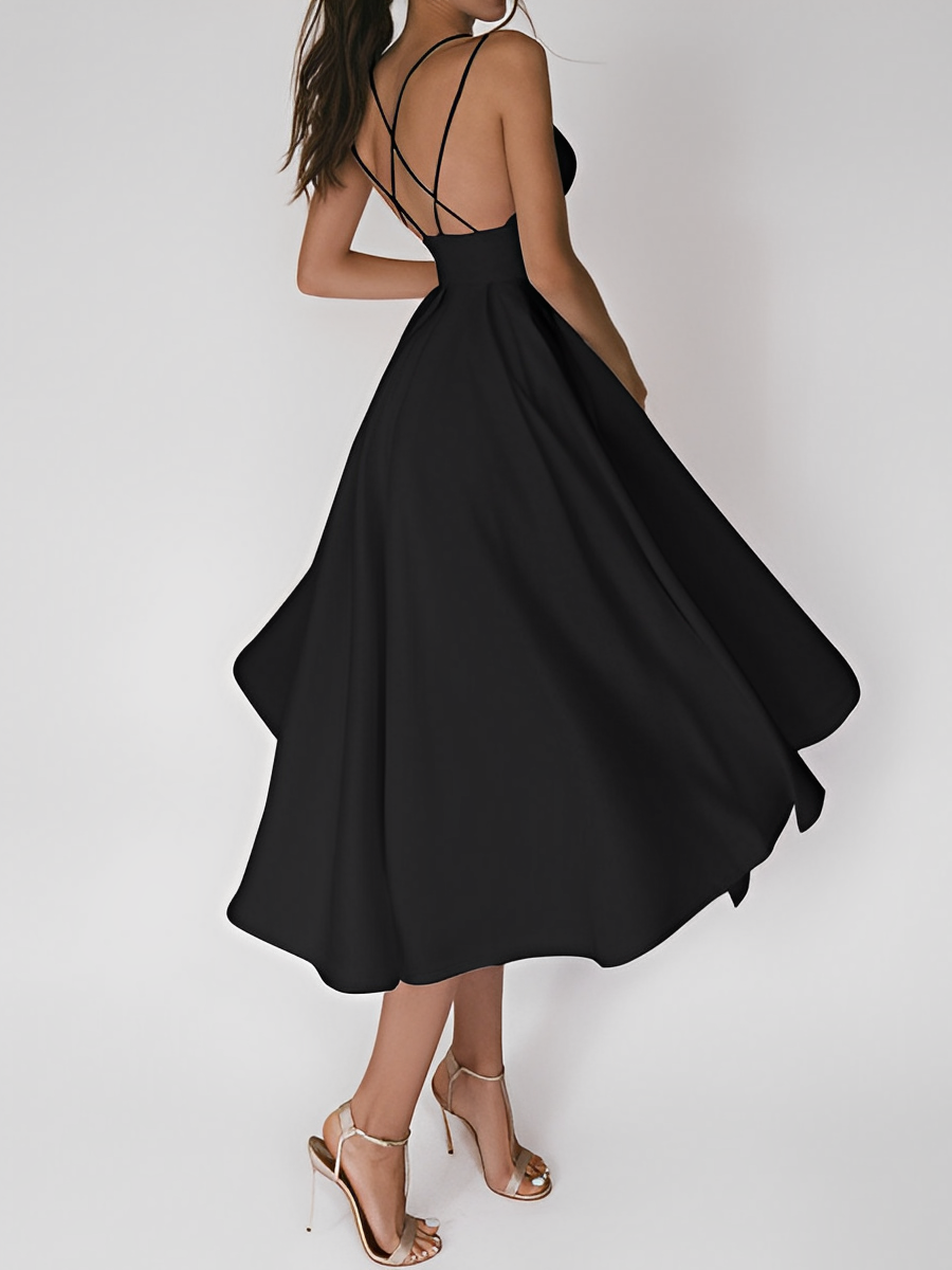 Robe midi pour femmes | Sans manches avec bretelles fines | Élégante et polyvalente pour toutes occasions