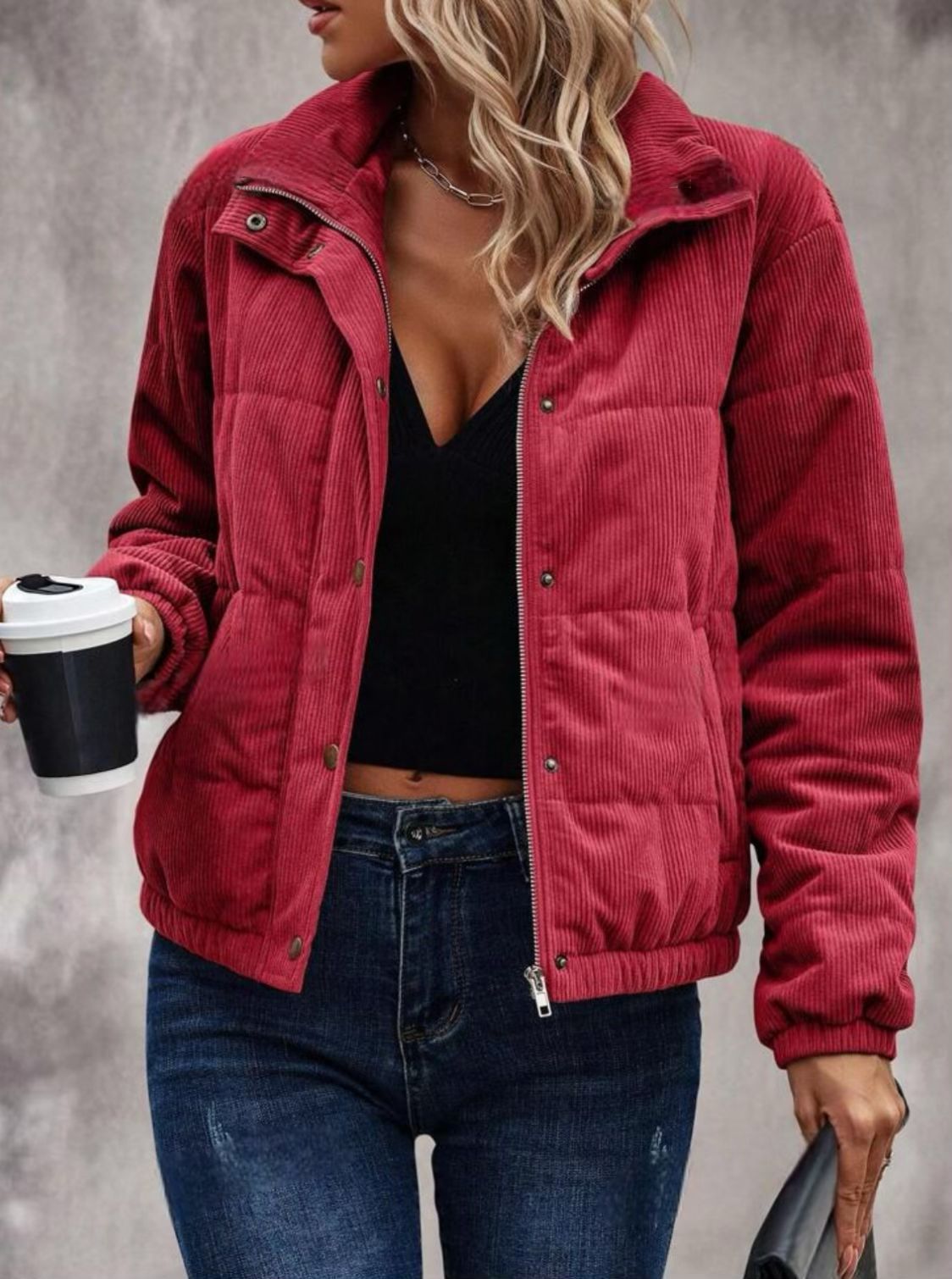 Veste Femme À Col Roulé En Mélange De Coton