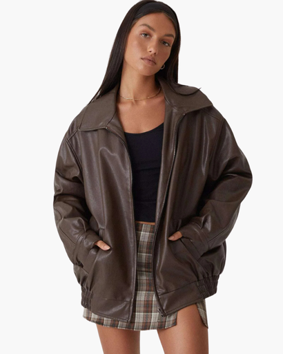 Veste femme oversize à fermeture zippée et ourlet élastique