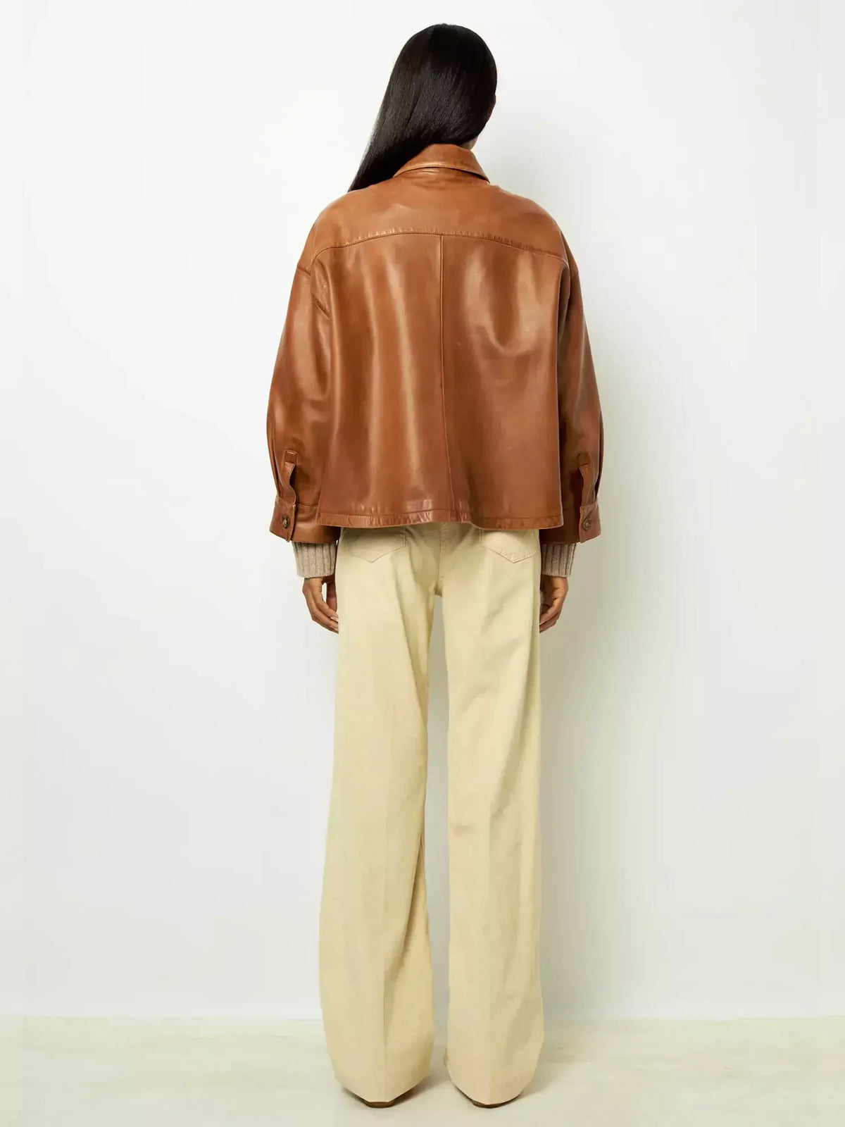 Maureen - Veste en Cuir Courte Minimaliste