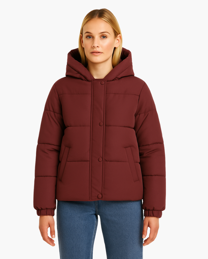 Doudoune Femme Matelassée Courte avec Capuche – Veste Chaude & Confortable