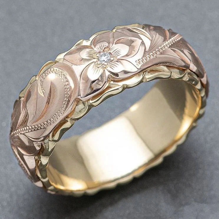Bague Femme à Motif Floral Pierre Décorative