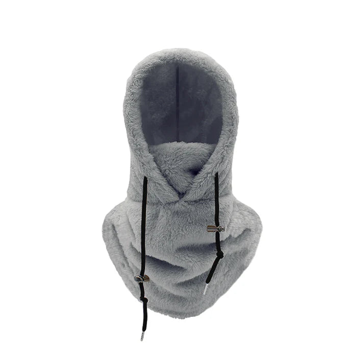 Bonnet cagoule en polaire beige tour de cou