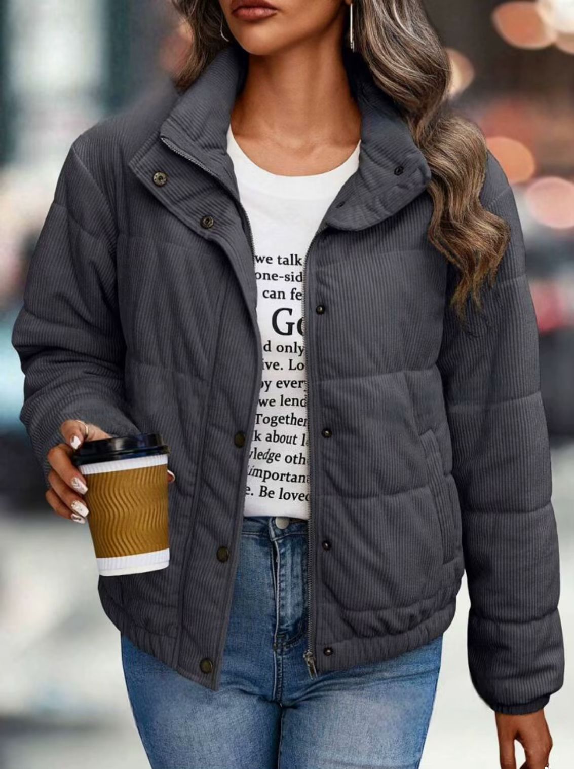 Veste Femme À Col Roulé En Mélange De Coton