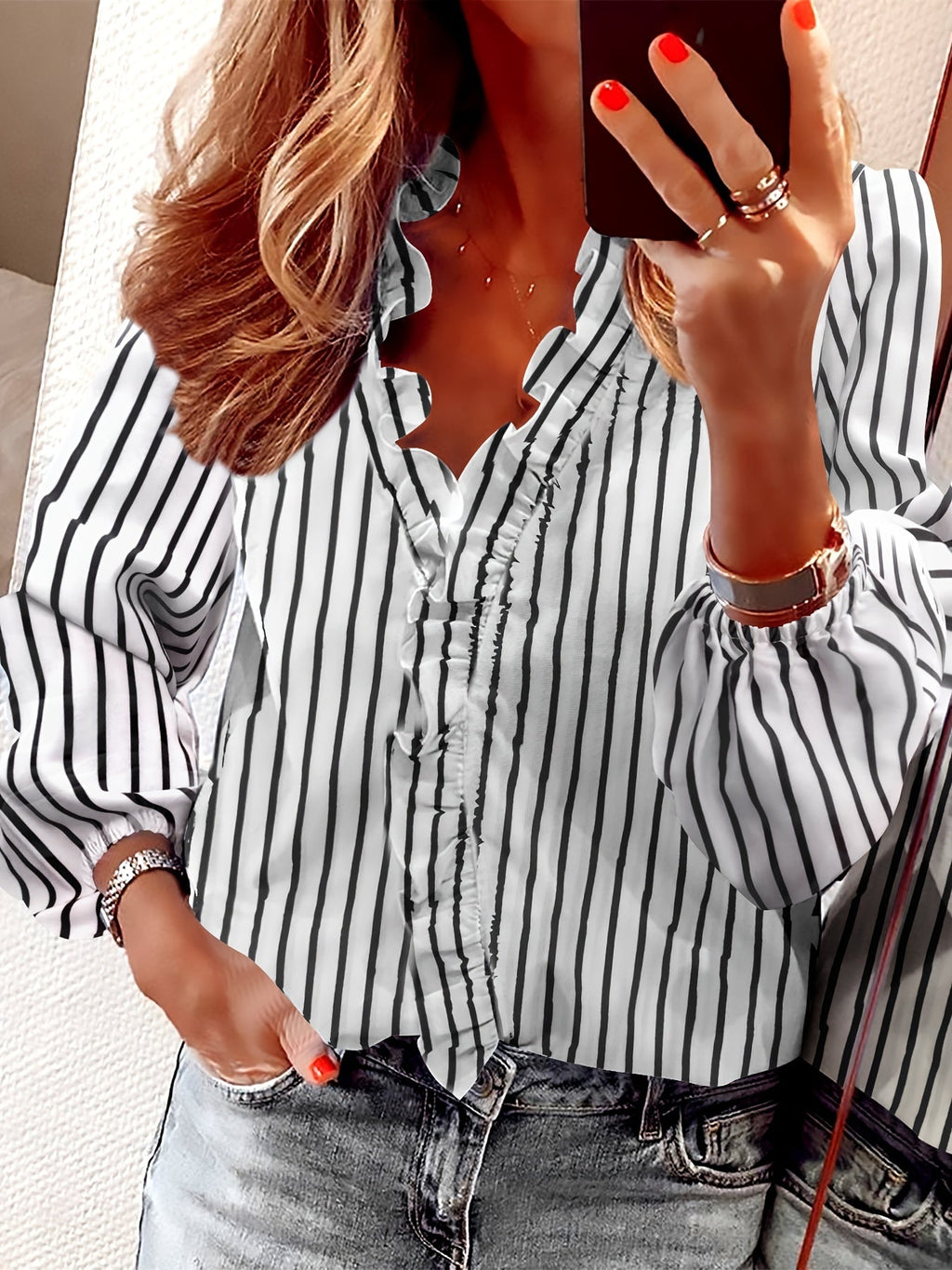 Chemise à Volants Femme | Élégante & Confortable | Coupe Flatteuse pour Bureau et Sorties