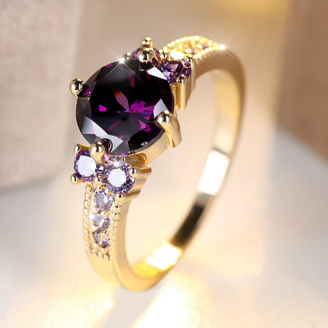 Bague Femme à Pierre Arrondie Violette