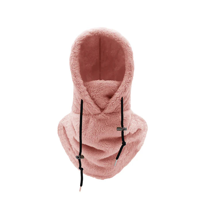 Bonnet cagoule en polaire beige tour de cou