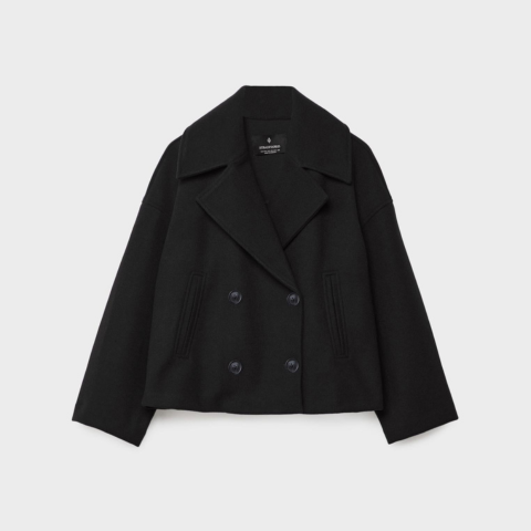 Manteau court à double boutonnage pour femme