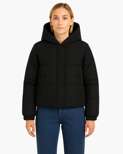 Doudoune Femme Matelassée Courte avec Capuche – Veste Chaude & Confortable