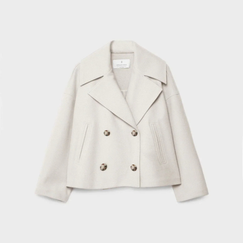 Manteau court à double boutonnage pour femme