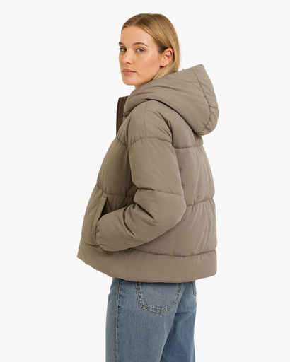 Doudoune Femme Matelassée Courte avec Capuche – Veste Chaude & Confortable