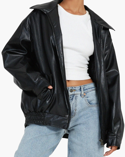 Veste femme oversize à fermeture zippée et ourlet élastique