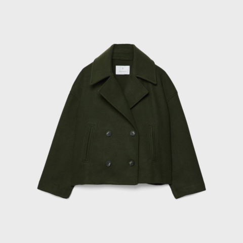 Manteau court à double boutonnage pour femme