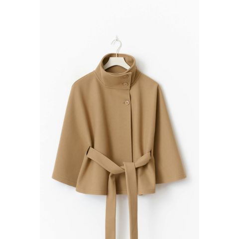 Manteau à col haut et ceinture pour femme
