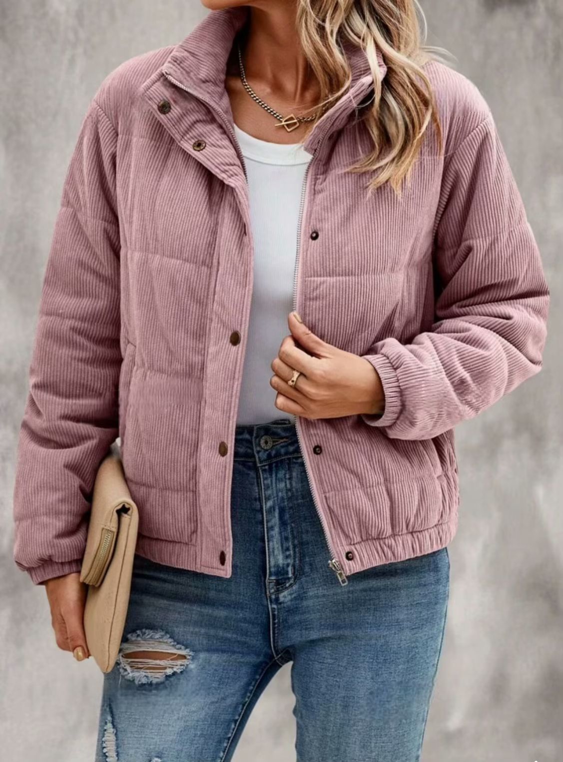 Veste Femme À Col Roulé En Mélange De Coton