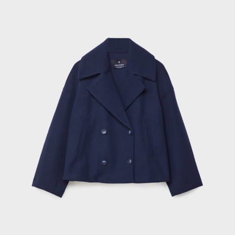 Manteau court à double boutonnage pour femme