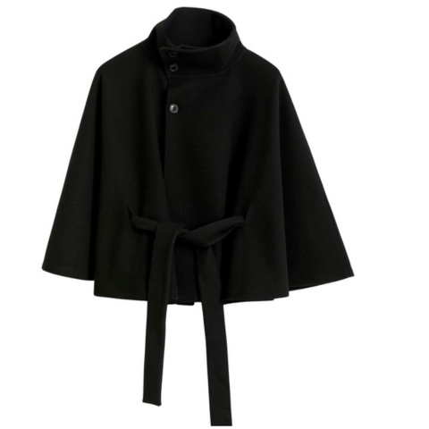 Manteau à col haut et ceinture pour femme