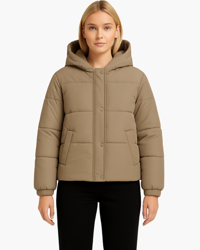 Doudoune Femme Matelassée Courte avec Capuche – Veste Chaude & Confortable