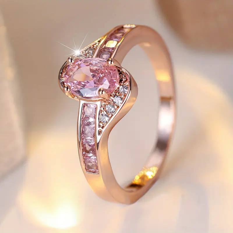 Bague Femme à Pierre Brillante Rose