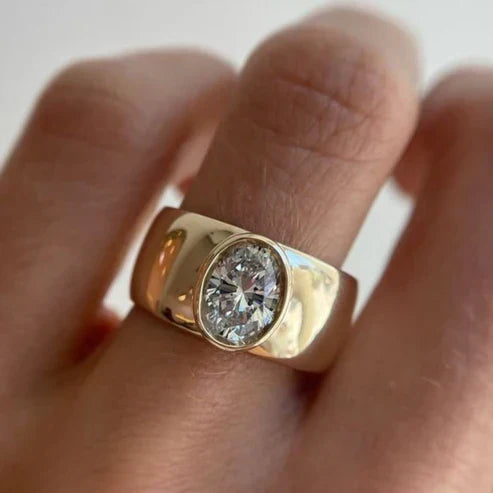 Bague Femme à Pierre Brillante Style 80