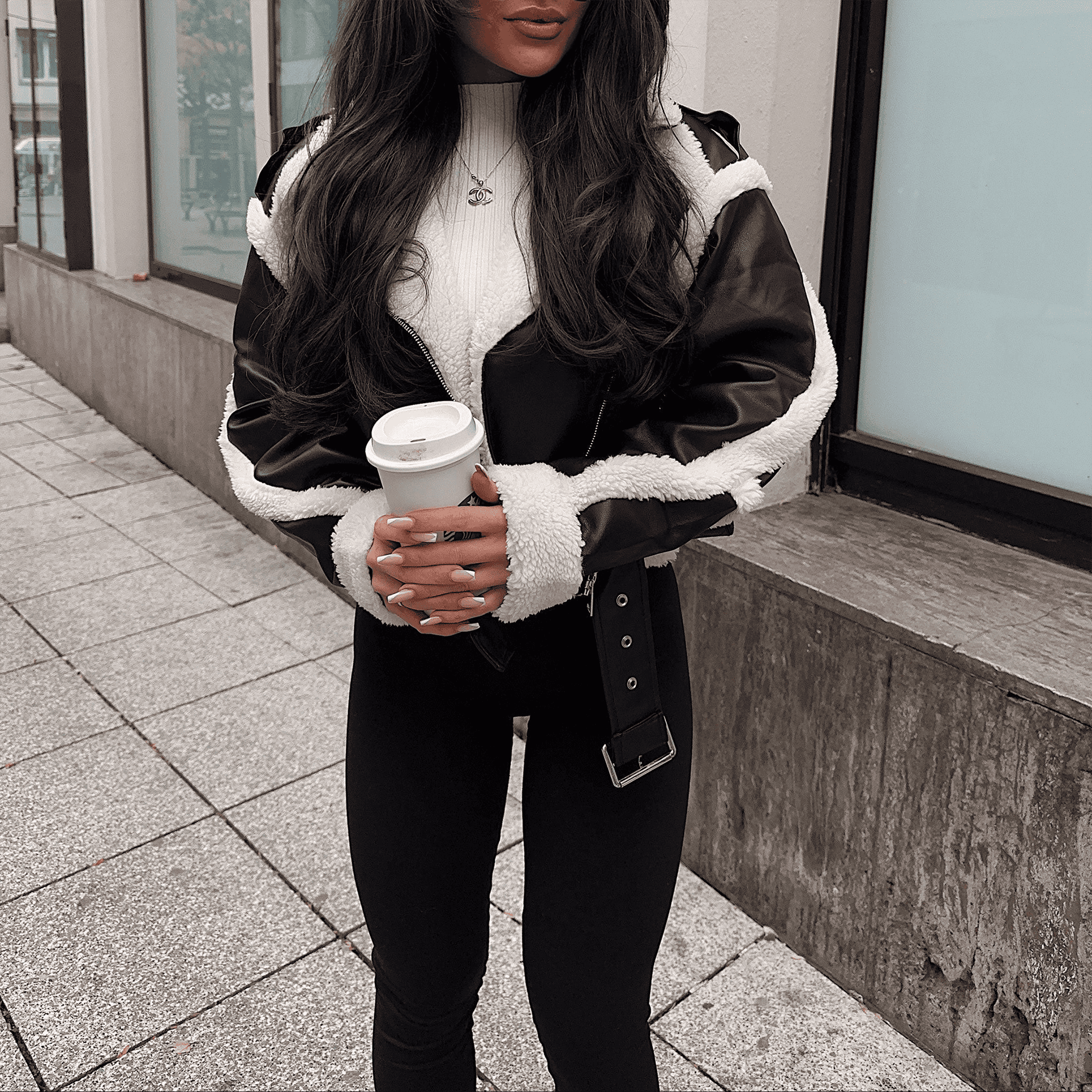 Veste Femme en Simili-Cuir avec Doublure Fourrure | Modèle Hiver Chaud