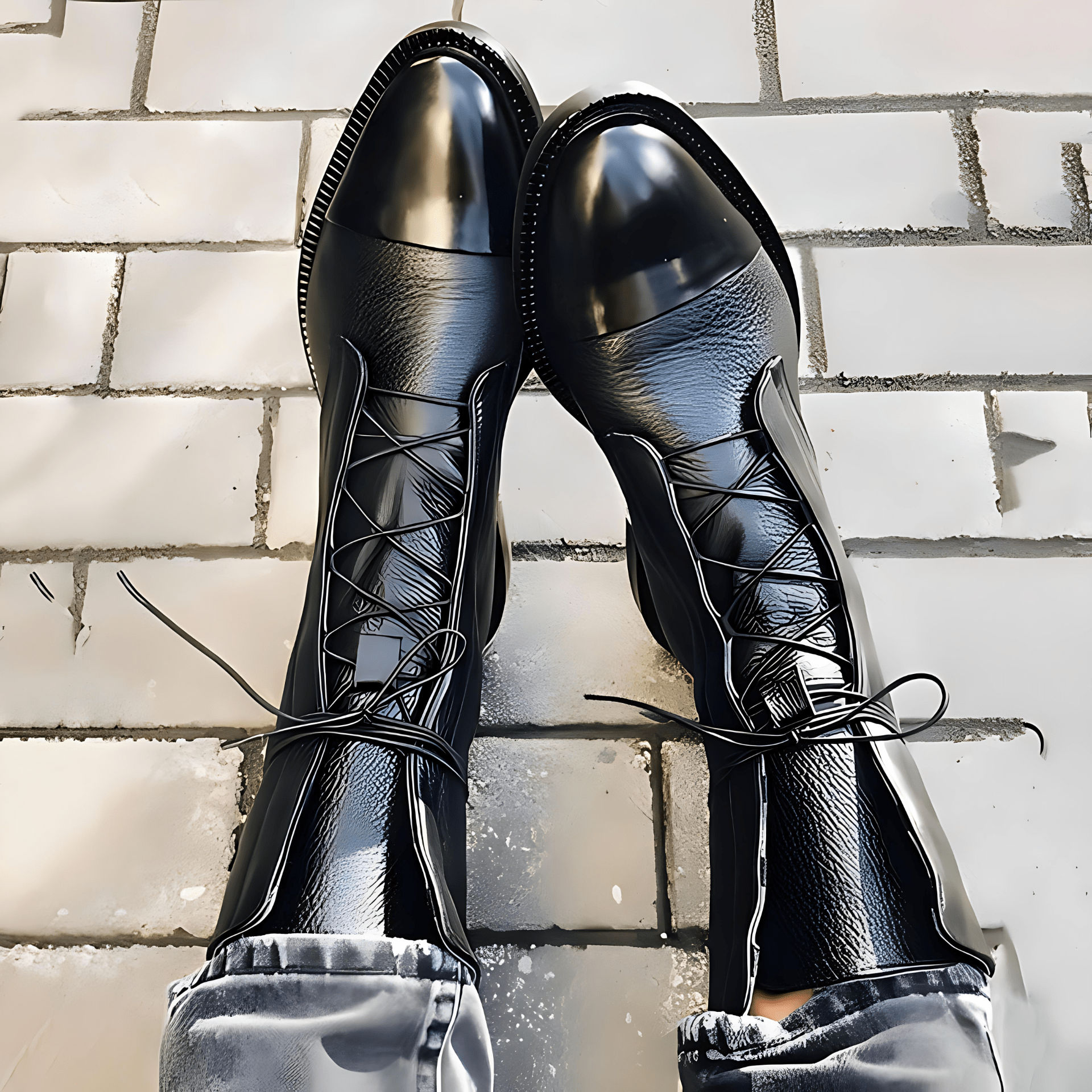 Bottes Femme à Lacets en Cuir | Bout Verni Élégant