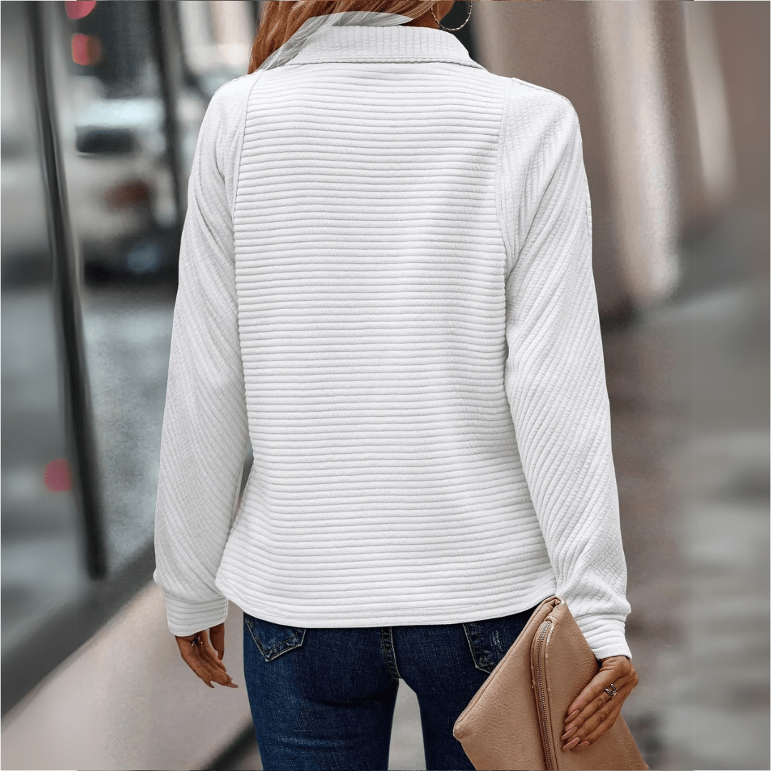 Pull Femme Texturé À Demi Zip Coupe Ample