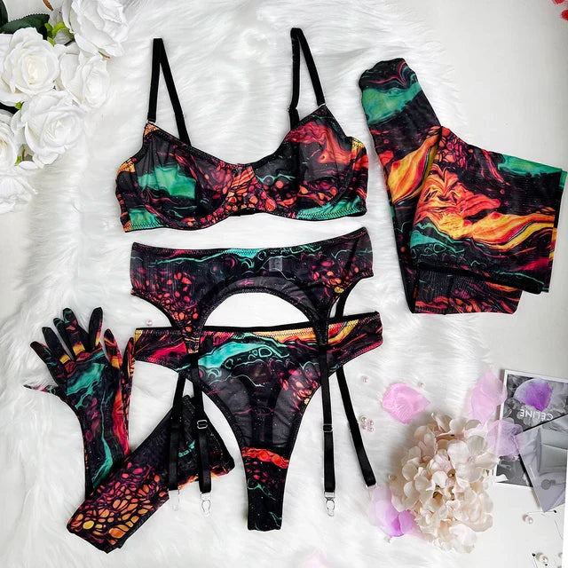 Valérie™ | Ensemble de lingerie 5 pièces Tie Dye