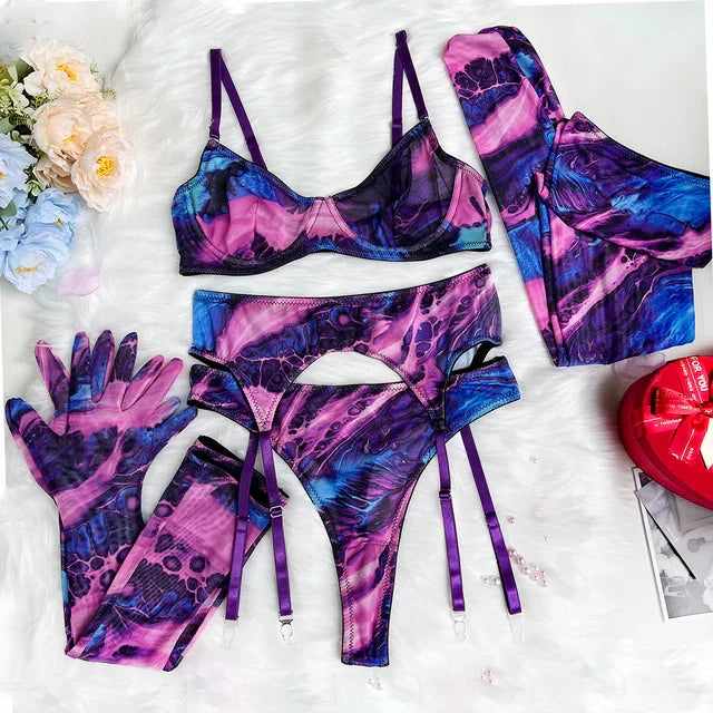 Valérie™ | Ensemble de lingerie 5 pièces Tie Dye