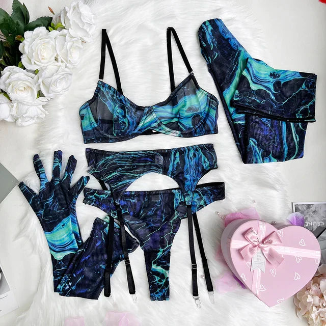 Valérie™ | Ensemble de lingerie 5 pièces Tie Dye